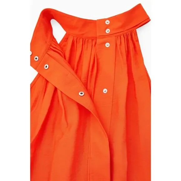 COS Bright Orange Halterneck Maxi Dress Minimalist Resort Elegant 12 Resortewar - Picture 2 of 8